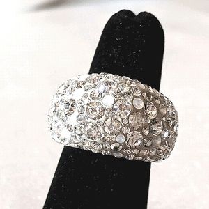 Swarovski white silver DOME ring. Size 6